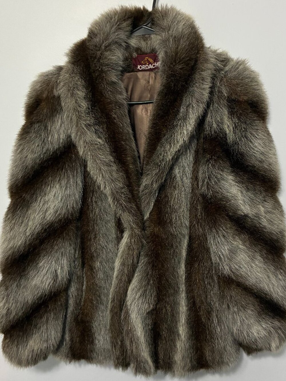 Vintage 80s Jordache Faux Fur Striped Statement Coat 11/12